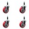 Service Caster 4'' SS Red Poly Wheel Swivel 7/8'' Expanding Stem Caster Set, 4PK SCC-SSEX20S414-PPUB-RED-78-4 - alternate 1
